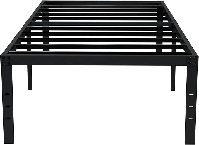 EMODA 18 Inch Twin XL Bed Frames No Box Spring Needed, Heavy Duty XL Twin Metal Platform Bed Frame with Tall Storage Space, Noise Free, Easy Assembly, Black