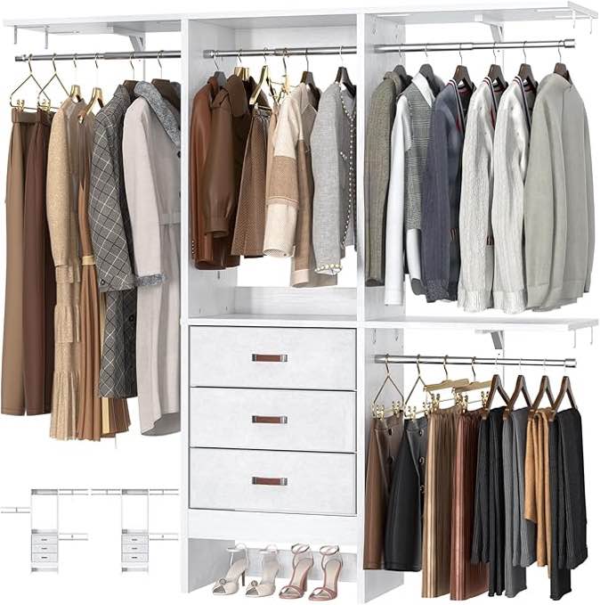 5FT Customized White Closet Organizer system