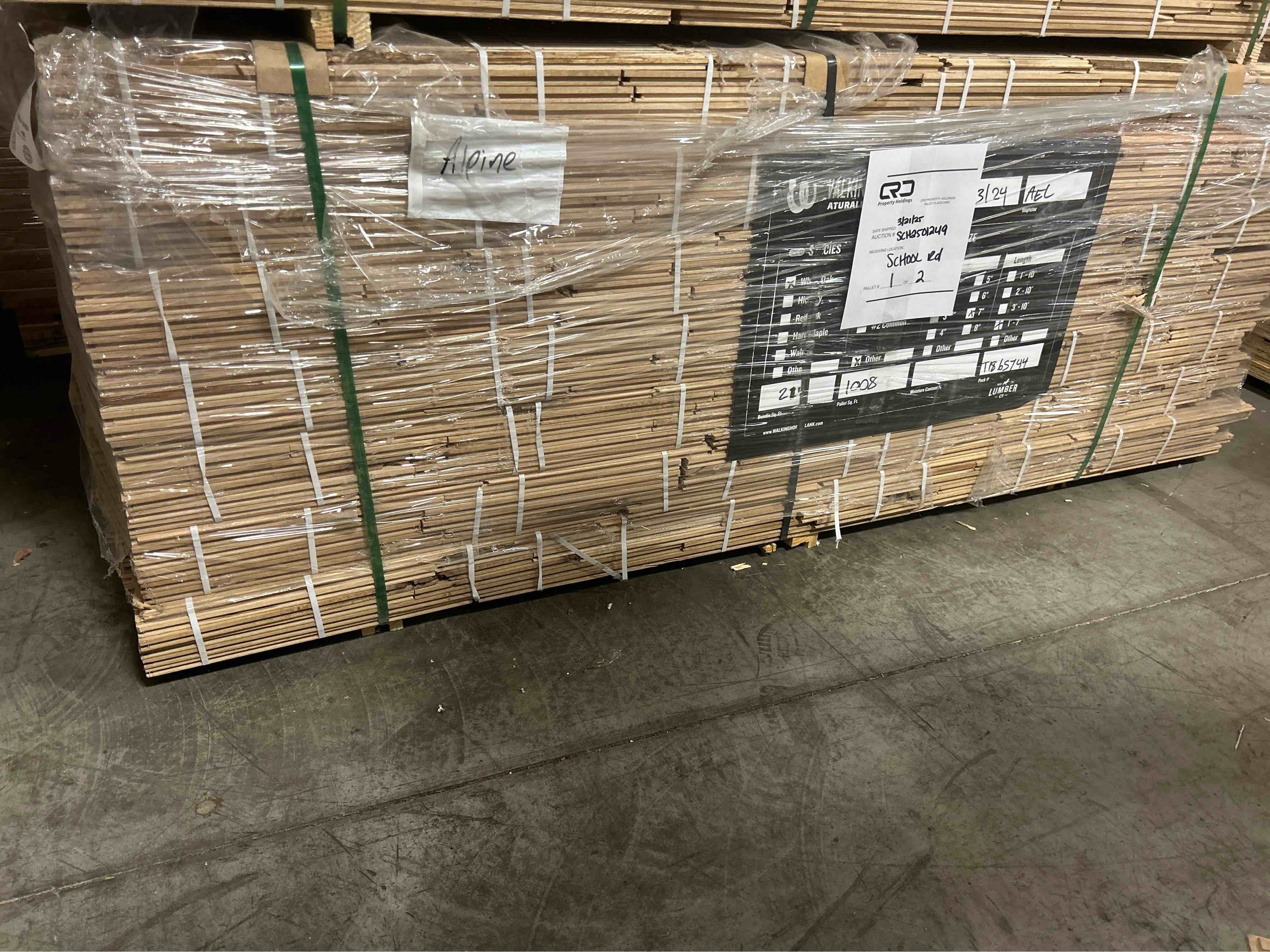 7” white oak unfinished utility flooring 1008 sq ft - bid per sq ft