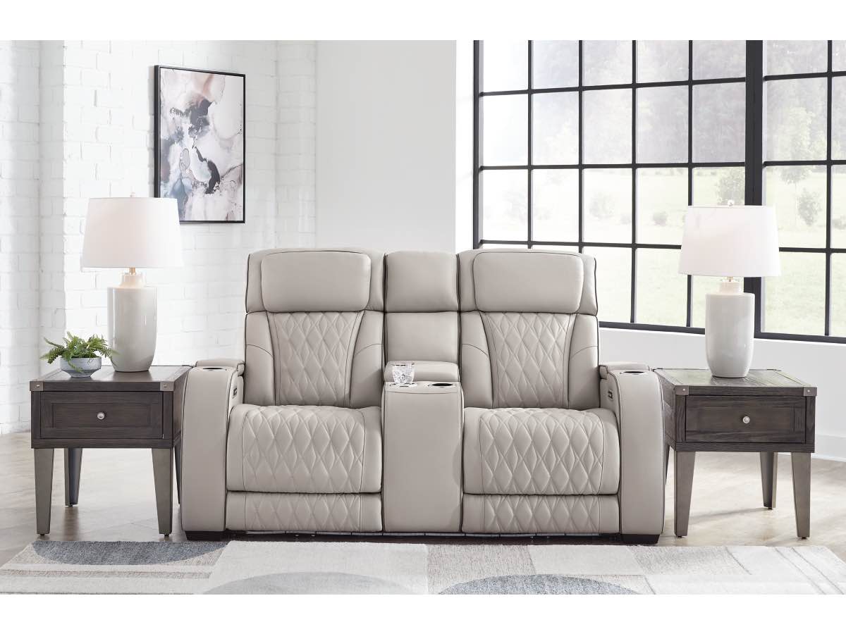 Boyington Dual Power Leather Reclining  Loveseat with Console
