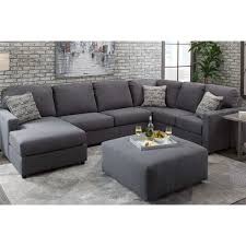 Grey Charcoal 3 Piece Sectional with Decor Pillows 
