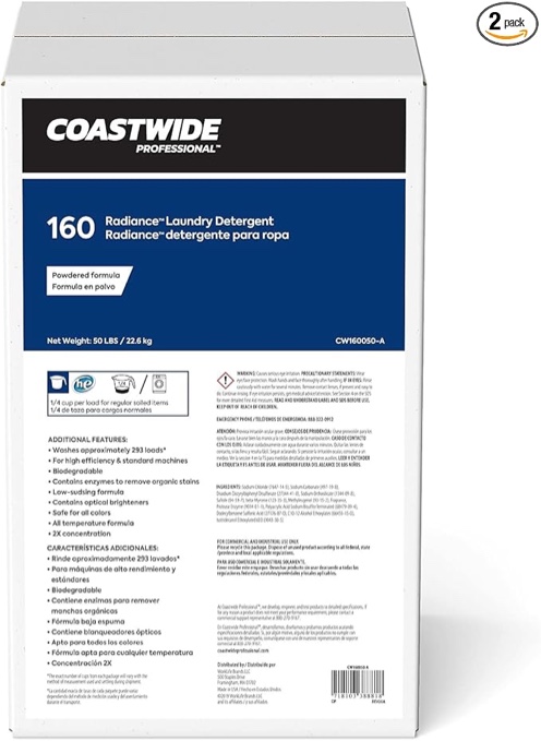 coastwide professional™ radiance™ powder laundry detergent, 293 loads, 800 oz., 50 lbs