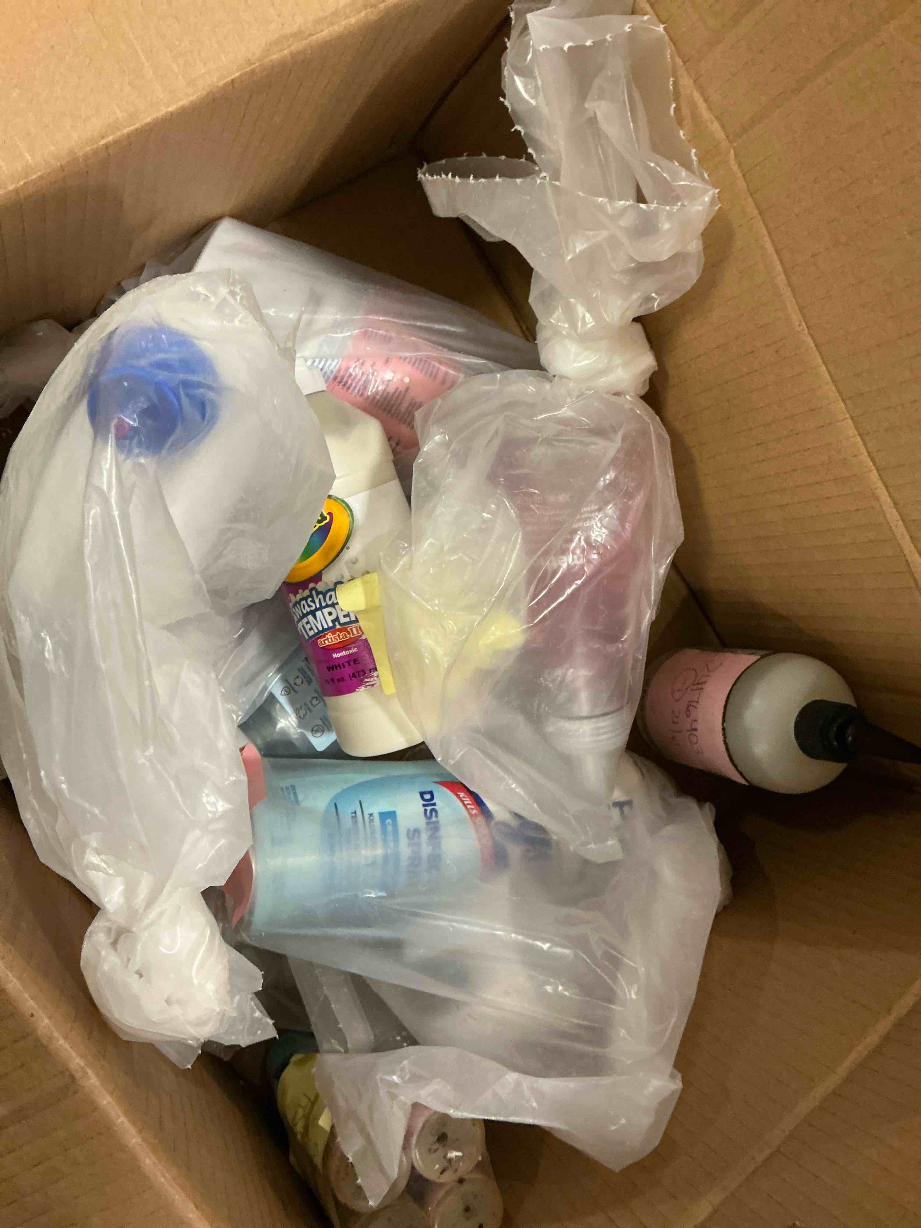 Assortment of cleaning products include; Lysol/ crayola/ and more