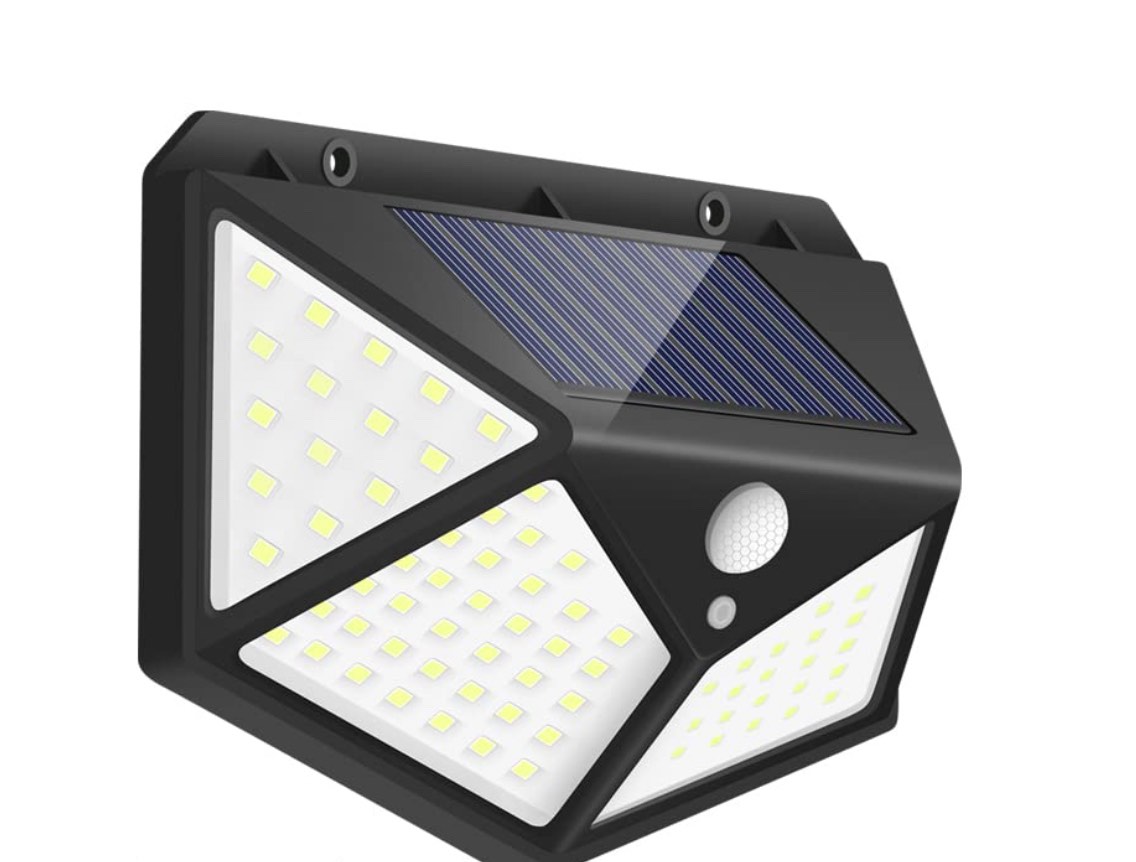  Solar Light Outdoor,  Waterproof &100 LED Solar Motion Sensor Lights with 3 Lighting Modes, Solar Powered Outdoor Wall Lights for Garden, Patio, Yard, Garage, Backyard 