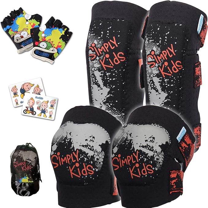 Soft-Style Kids Knee and Elbow Pads with Bike Gloves, Flexible Impact-Resistant Gear for Ages 2-11, Designed for Balance Bikes, Roller-Skating, and Skateboarding
