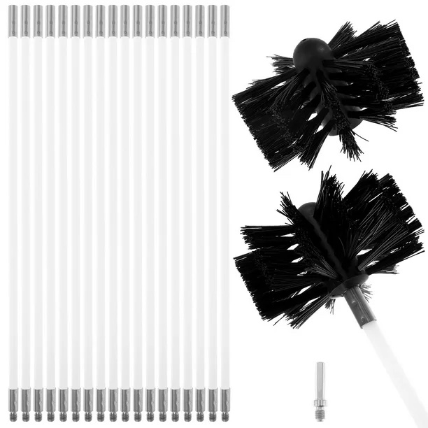 CHIMNEY SWEEP KIT “ MISSING PIECES / WITHOUT ORIGINAL BOX “Sweep Kit Long Handle Chimney Cleaning Brush Kit with Flexible Rods and Replaceable Brush Head Nylon Sweep Brush Drainage Pipeline Flue Cleaning Tool for Home Indoor Inside (Black)