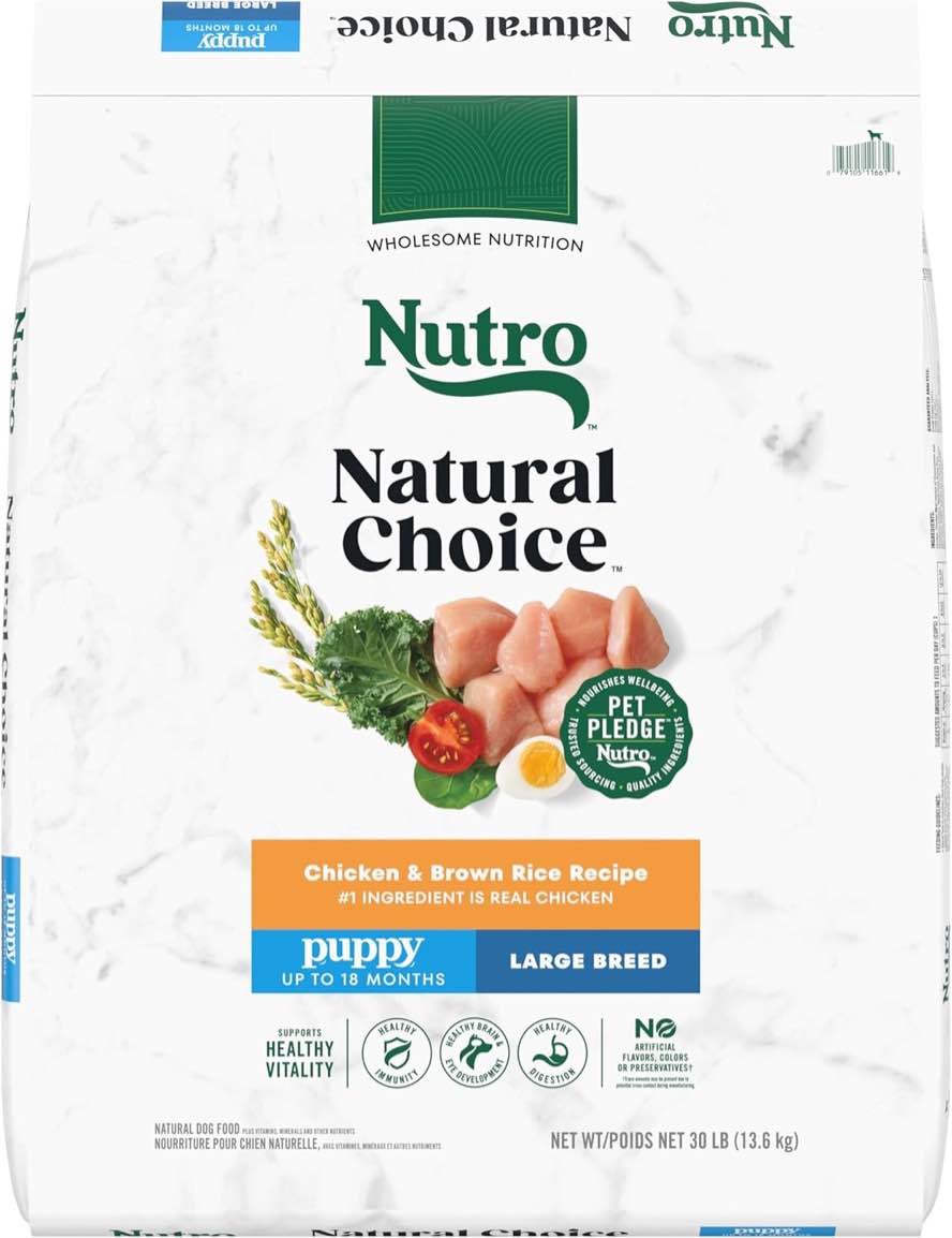“ BEST BY 04/28/25”NUTRO NATURAL CHOICE Large Breed Puppy Dry Dog Food, Chicken & Brown Rice Recipe Dog Kibble, 30 lb. Bag Chicken 30 Pound (Pack of 1)
