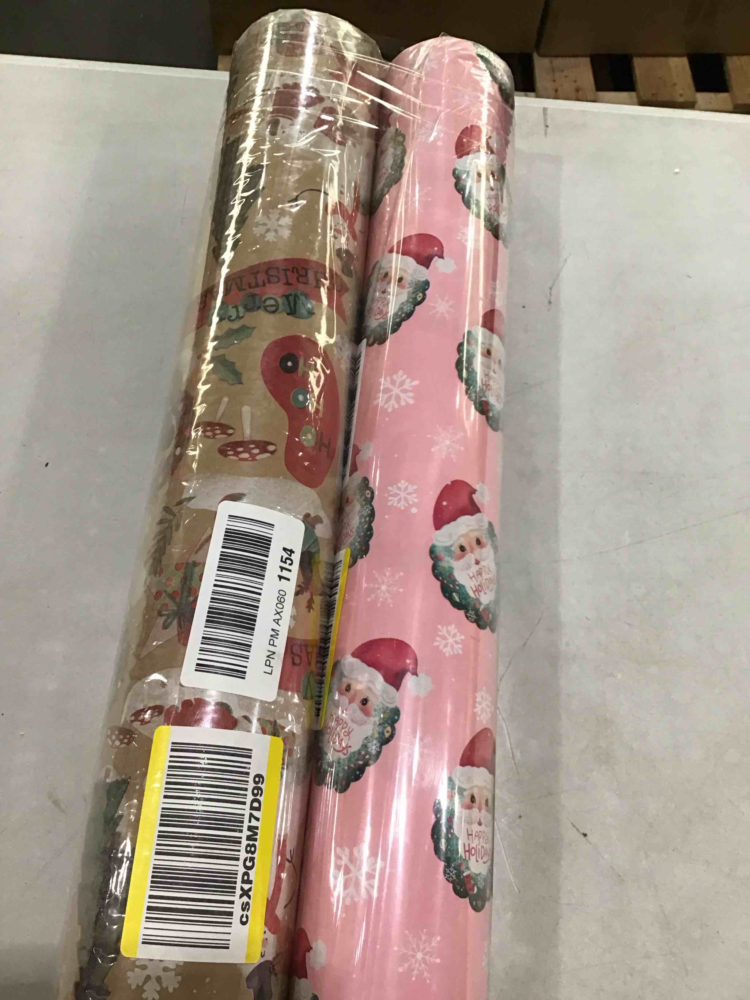 WRAPAHOLIC Jumbo  Christmas Wrapping Paper - 30 Inch x 100 Feet Jumbo Roll merry Christmas snowman’s and dogs & pink snowflakes happy holidays Santa ( 2 pack ) 