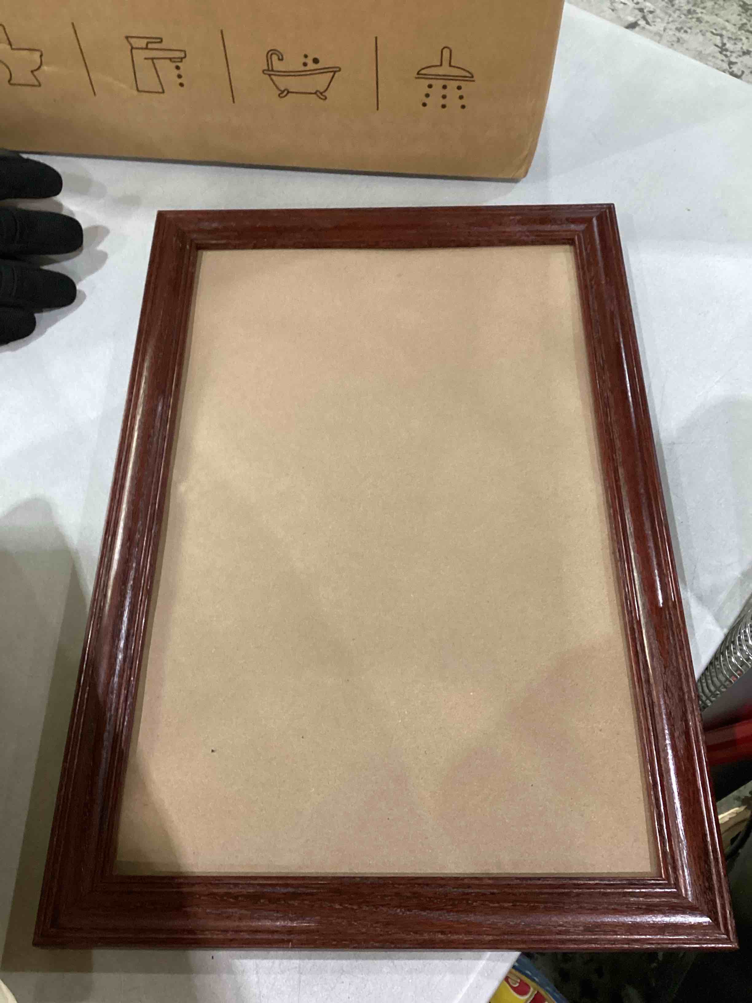 Picture Frame Cherry wood color **Unknown size & without glass “
