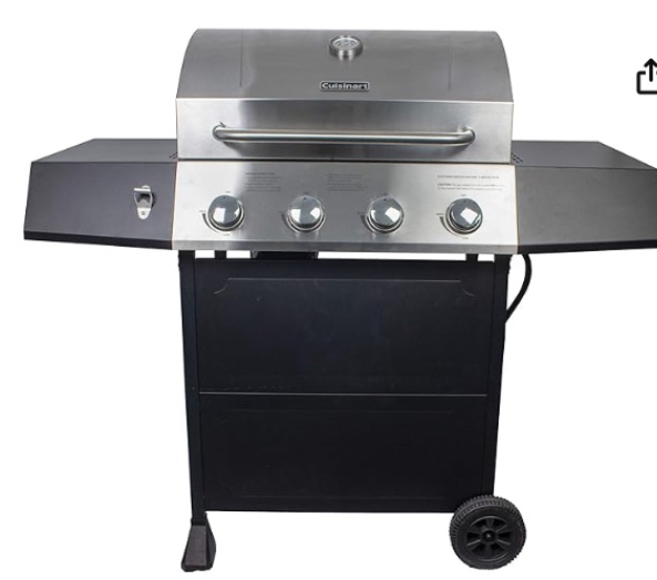 “maybe missing wheels/parts & also is been use”gas grill propane gas grill cast iron cooking grates stainless steel and black