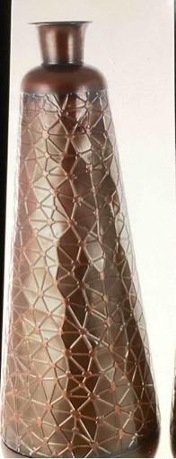 *has cosmetic defects please see photos *deco 79 metal decorative vase tall teardrop shaped centerpiece vases with hammered texture 5’3 h dark brown 