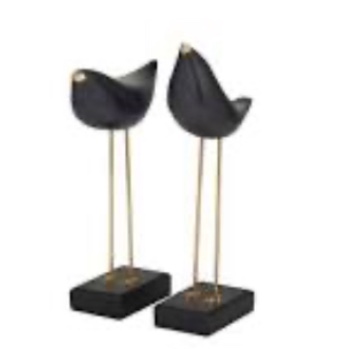 BIRDS WD SCULPTURE SET OF 2 13”w 11”h