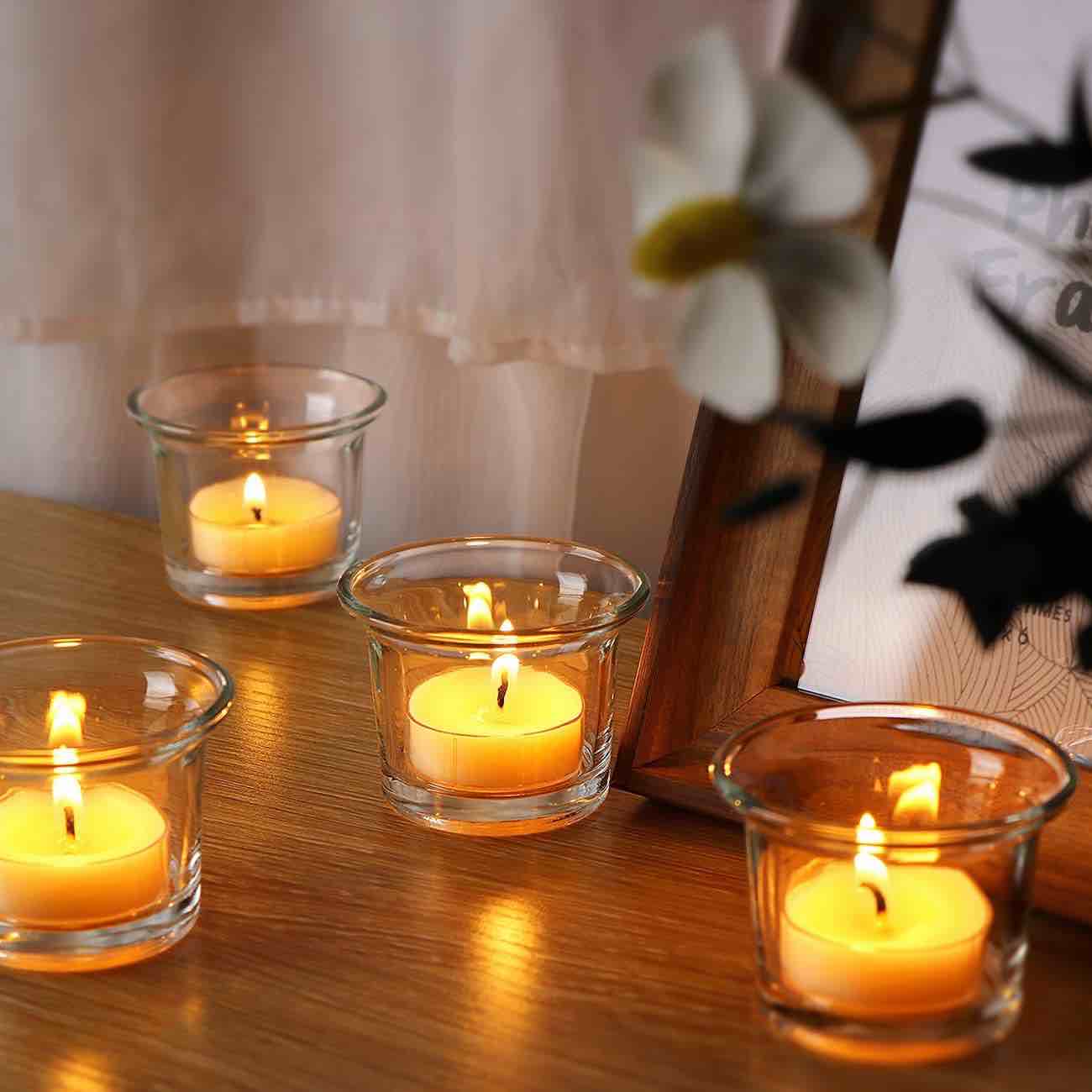 CLEAR TEA-LIGHT CANDLEHOLDER 18 PIECES VOTIVE CANDLE HOLDERS.
