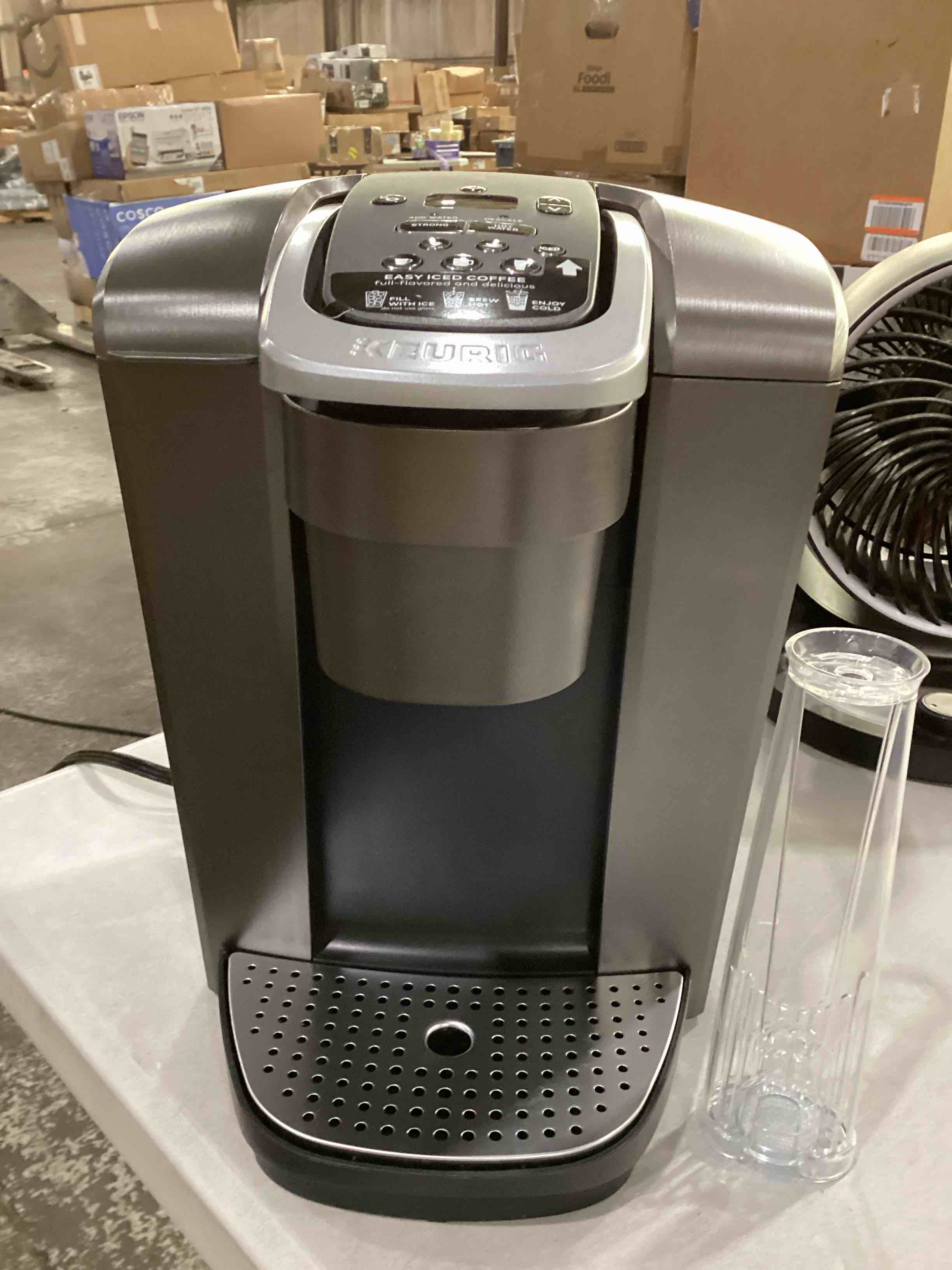 “Maybe works “Crack on the corner Without the original box “Keurig K-Elite Single Serve K-Cup Pod Coffee Maker, with Strength and Temperature Control, Iced Coff