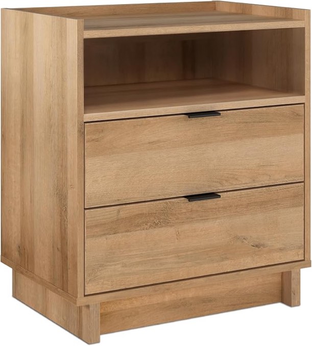Prepac Simply Modern Nightstand Bedside Table, Natural Oak Nightstand for Bedroom, End Table 