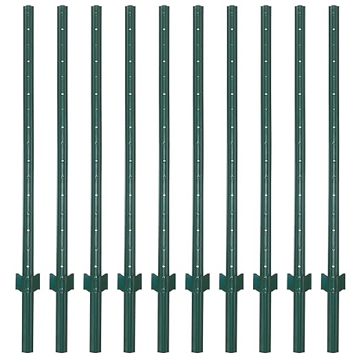 6 Feet Sturdy Duty Metal Fence Post  Garden U Post for Fencing - 5Pack (6 Feet)