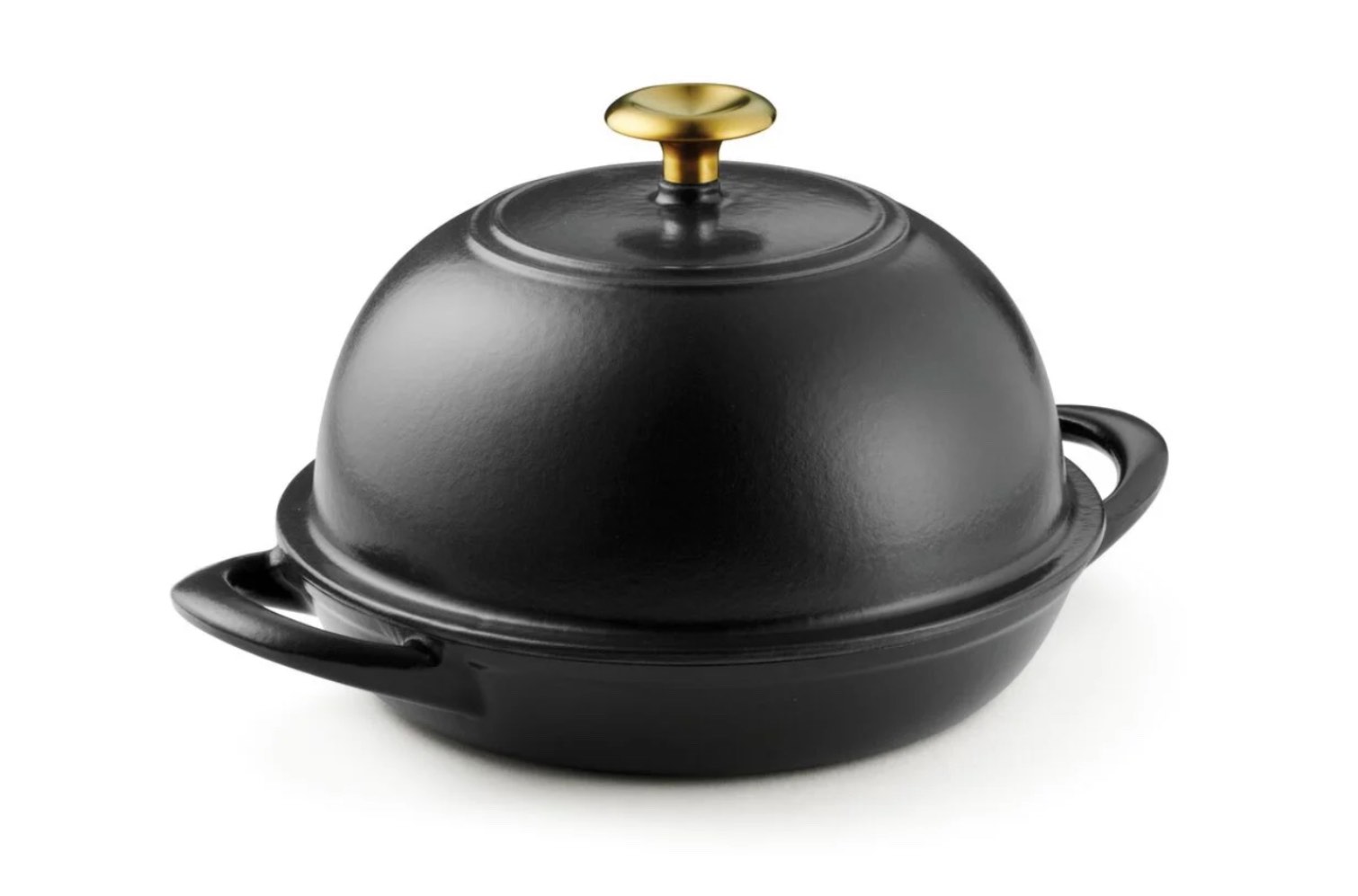 Tramontina 9.5in Bread Oven - Cast Iron - Satin Blk - Gold Knob 