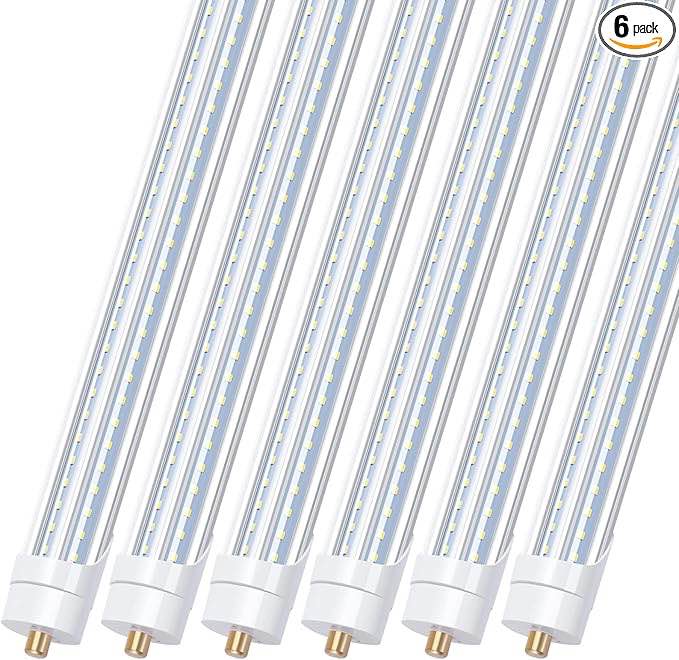 8FT LED Bulbs, 90W 6000K T8 T12 LED Tube Lights, FA8 Single Pin V Shaped LED Shop Lights