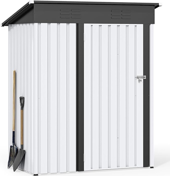 Incomplete | 5x3ft Metal Outdoor Storage Shed, Waterproof Tool Shed Heavy-Duty Storage Unit with Lockable Door 
