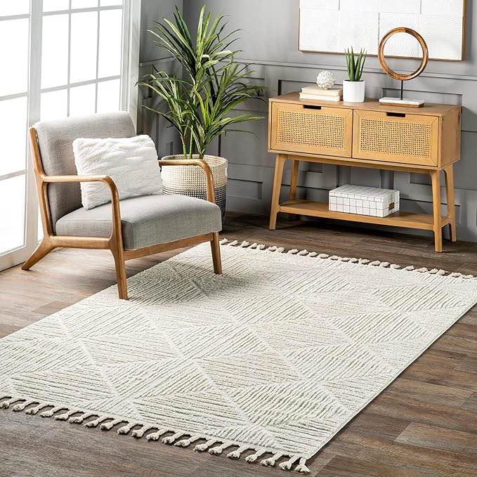 Nuloom Kerry geometric 7x9 area rug living room bedroom dining room cream 
