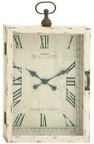 Delno White Wood Pocket Watch Style Wall Clock with Hinged Door 12" x 4" x 28"