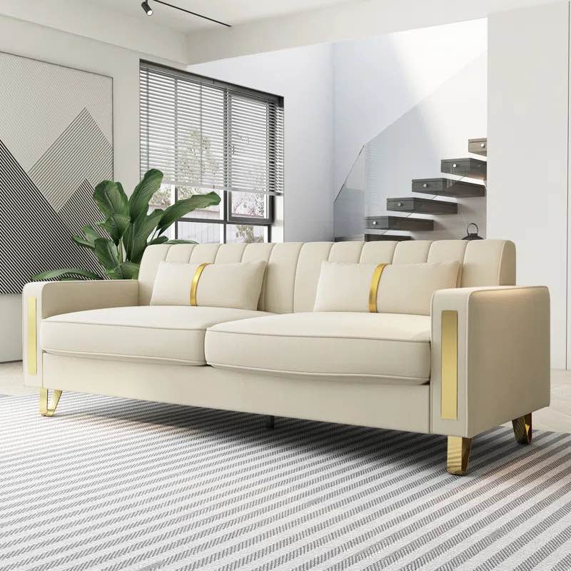 Kanja 85.63" Velvet Square Arm Sofa
