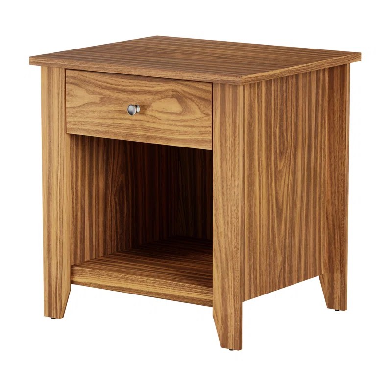 Ivagene End Table with Drawer- Sofa Side Table with Storage Shelf- Traditional Style Wooden Nightstand for Bedroom or Living Room