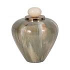 Glass Blush and Green Novelty Temple Vase With Resin Topper