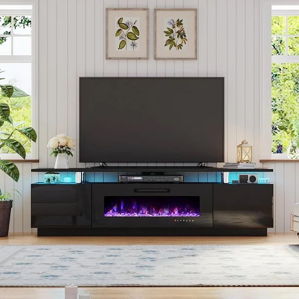 CFP005-02 40In Black Electric Fireplace For 2-Tier Stand (((incomplete only fireplace ))