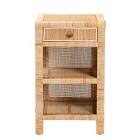 Bella Modern Bohemian Mahogany Wood and Natural Rattan 1-Drawer Nightstand