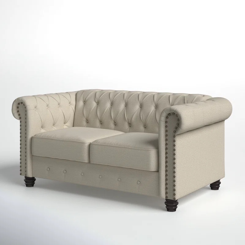 Provence 61" Rolled Arm Chesterfield Loveseat