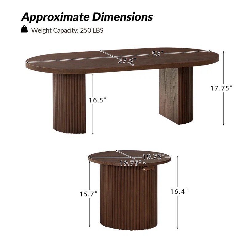 Merriman 53"W Modern Tall Coffee Table With Solid Wood Legs 1 pc
