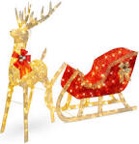 Christmas Lighted Reindeer & Santa's Sleigh Lighted Display