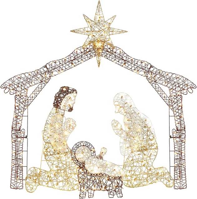 nativity scene christmas holy family lighted display