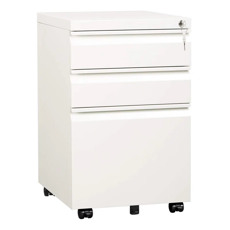 3 Drawer Metal Mobile File Cabinet with Lock for Home Office Fully Assembled
