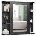 Bathroom Mirror Cabinet Wall Mounted, Bathroom Medicine Cabinet With Mirror And 6 Open Shelves, Bathroom Wall Cabinet Medicine Cabinet For Bathroom