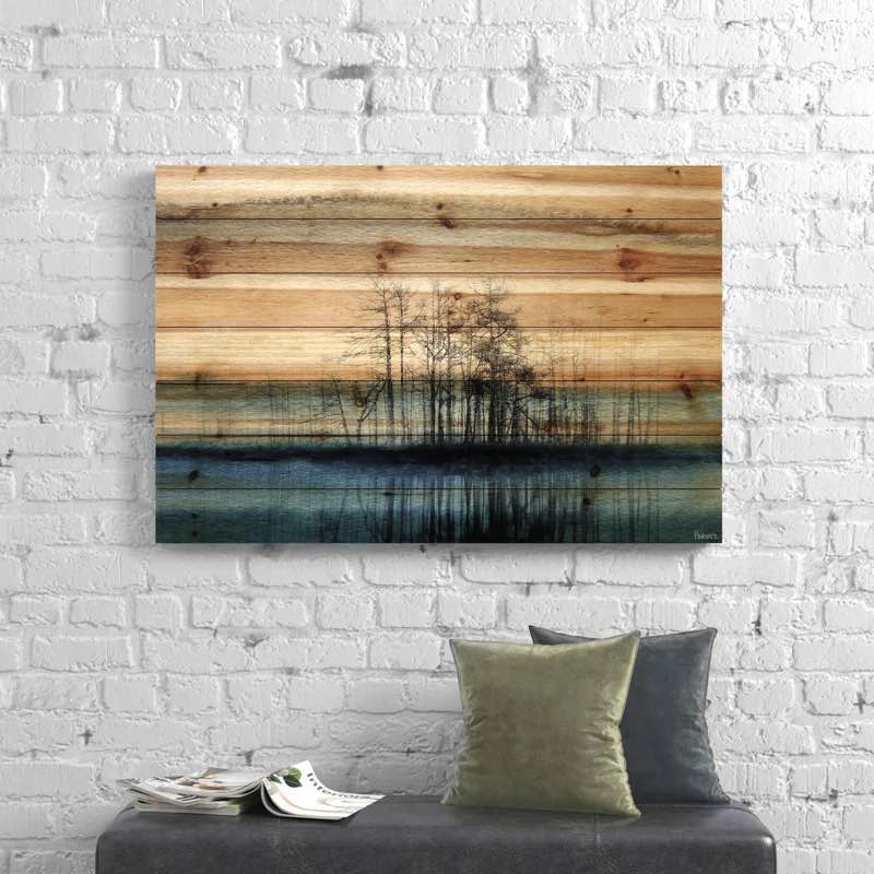 Tree Isle Reflects by Parvez Taj - Unframed Print on Wood