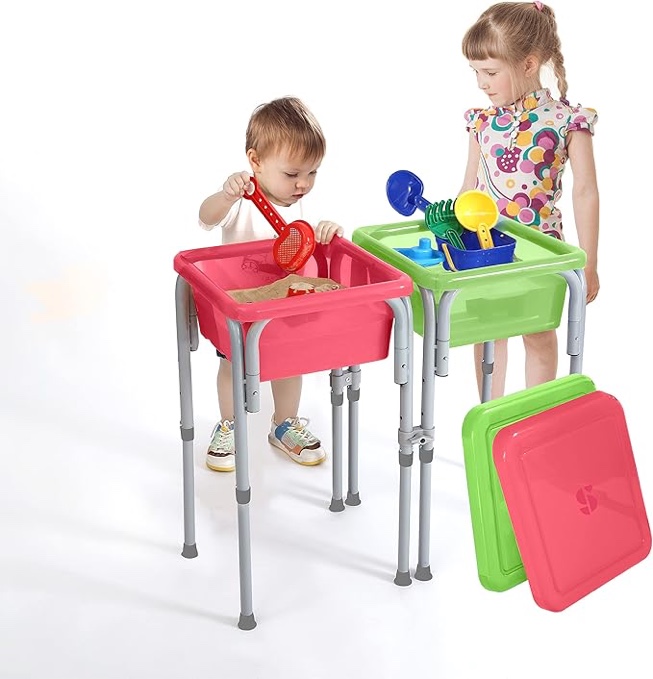 Special Supplies Sensory Activity Table for Kids and Toddlers with 2 Plastic Buckets, Easy Build Frame, and 7 Beach Toys for Interactive, Hands-On Learning Water, Sand, and STEM Play