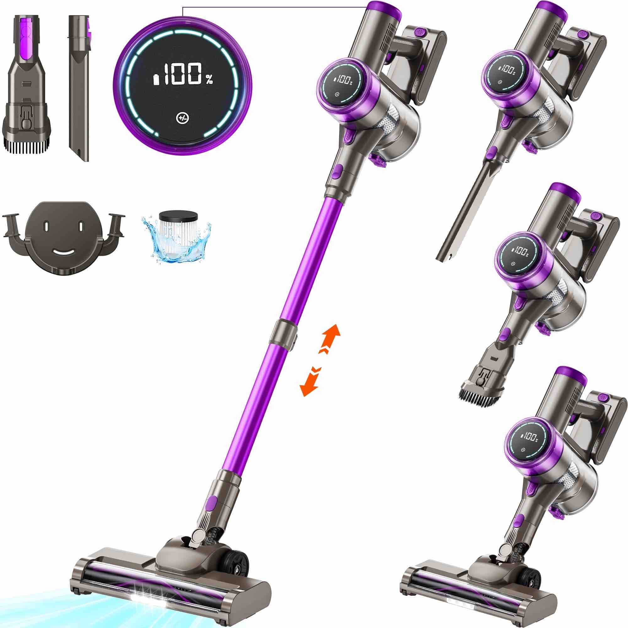 KUOSE Cordless Vacuum Cleaner 38000pa/400W 50min 2200mAh Lightweight Stick Vacuum Cleaners for Home Pet Hair Car Carpet Hardwood (incomplete)