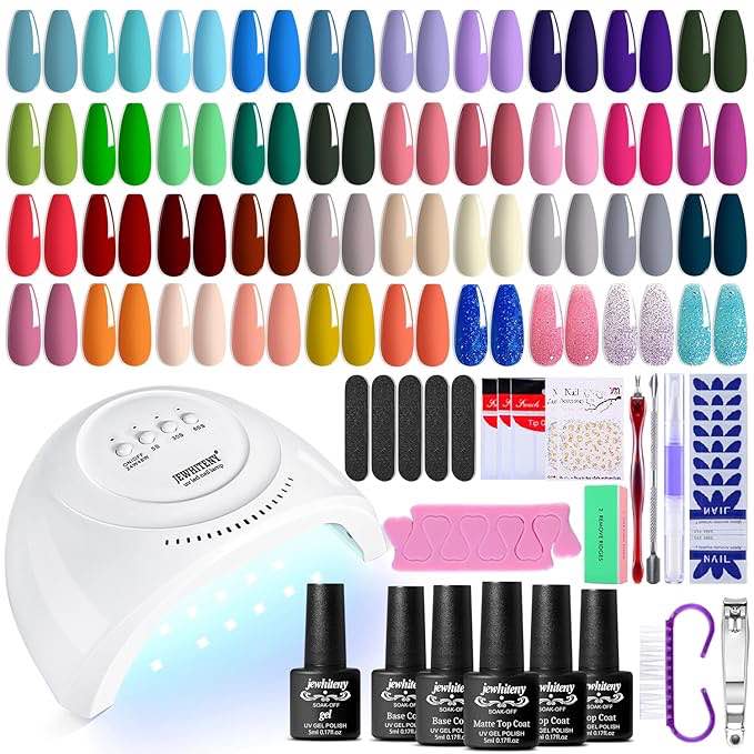 JEWHITENY Kit of 45 gel nail polishes with UV light LED lamp, 40 colors, gel nail polish set, manicure tools, all-in-one nail gel kit Visit the JEWHITENY store