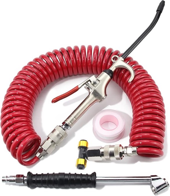 Air blowing gun kit, heavy duty air seat blowing gun kit for semi-trailer air hose with 30ft (29.5 ft) long coil and air chuck Visit the iBroPrat store