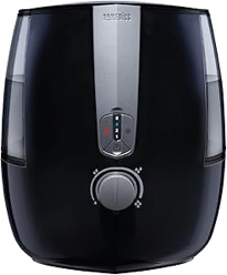 Homedics TotalComfort Plus Humidifier Large Air Humidifiers for Bedroom, Plants Top-Fill 5.3L Water Tank with Cool and Warm Mist, Essential Oil Pads, Colored Night-Light, Black