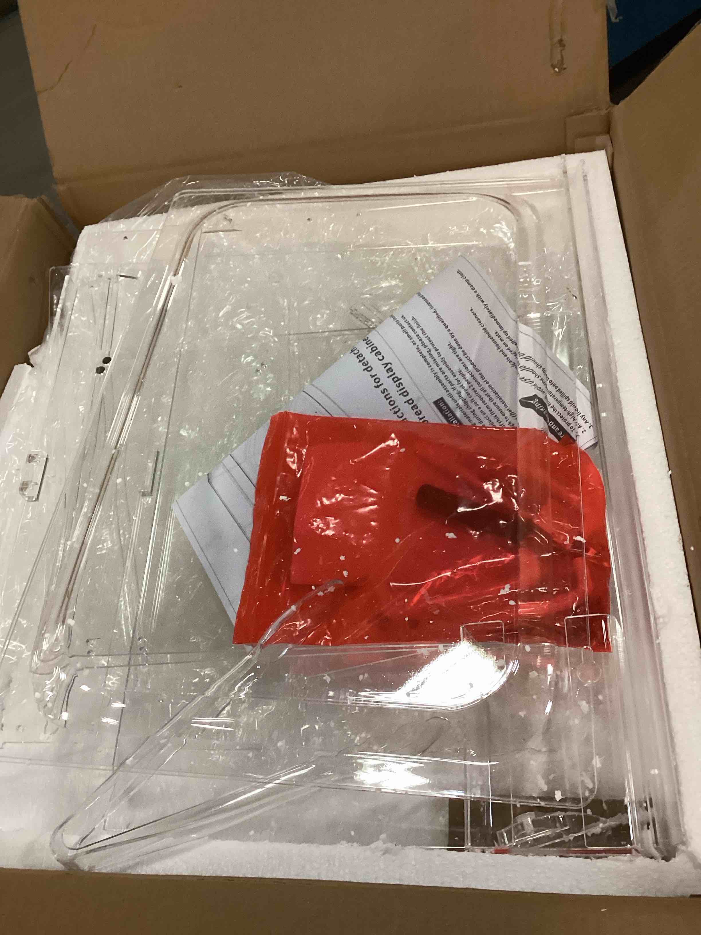 Condition photo showing Good Condition for 2 Tray Commercial Countertop Bakery Display Case 21.6" x 15.7" x 15.7" Acrylic Pastry Display Case with Serving Tong, Bread Display Case with Front & Rear Doors