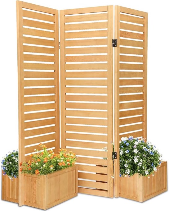 Iococee Upgrade Planter Cedar Privacy Screen, 5.5'X5.2'X1.6' Privacy Planters, Outdoor Freestanding Privacy Screen with Planters Box Kit, Privacy Planters for Patio, Backyard, Gazebo color Grey 