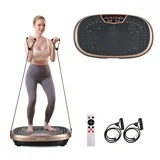 EILISON Fitpro Vibration Plate Exercise Machine - Whole Body Workout Vibration Fitness Platform w/Loop Bands - Lymphatic Drainage Machine for Shaping,Toning, Wellness, Recovery (Brown)