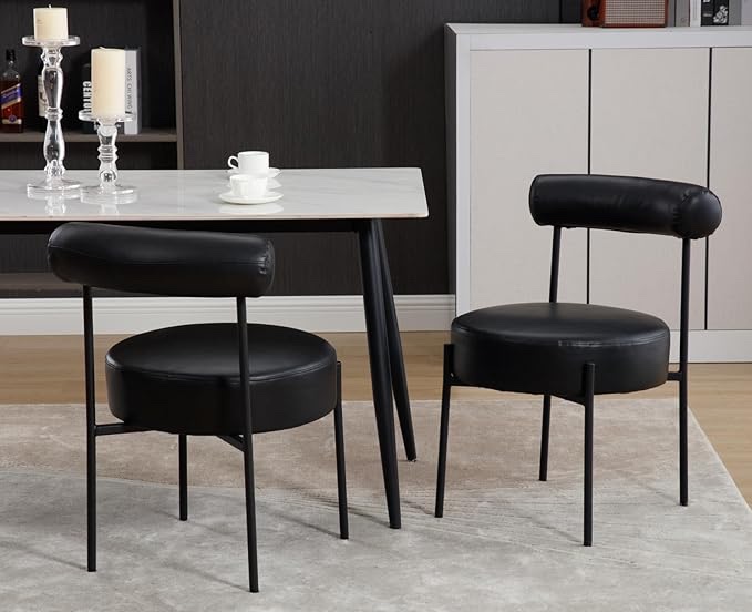 black leather dining chairs * similar to stock photo* hardware in box 