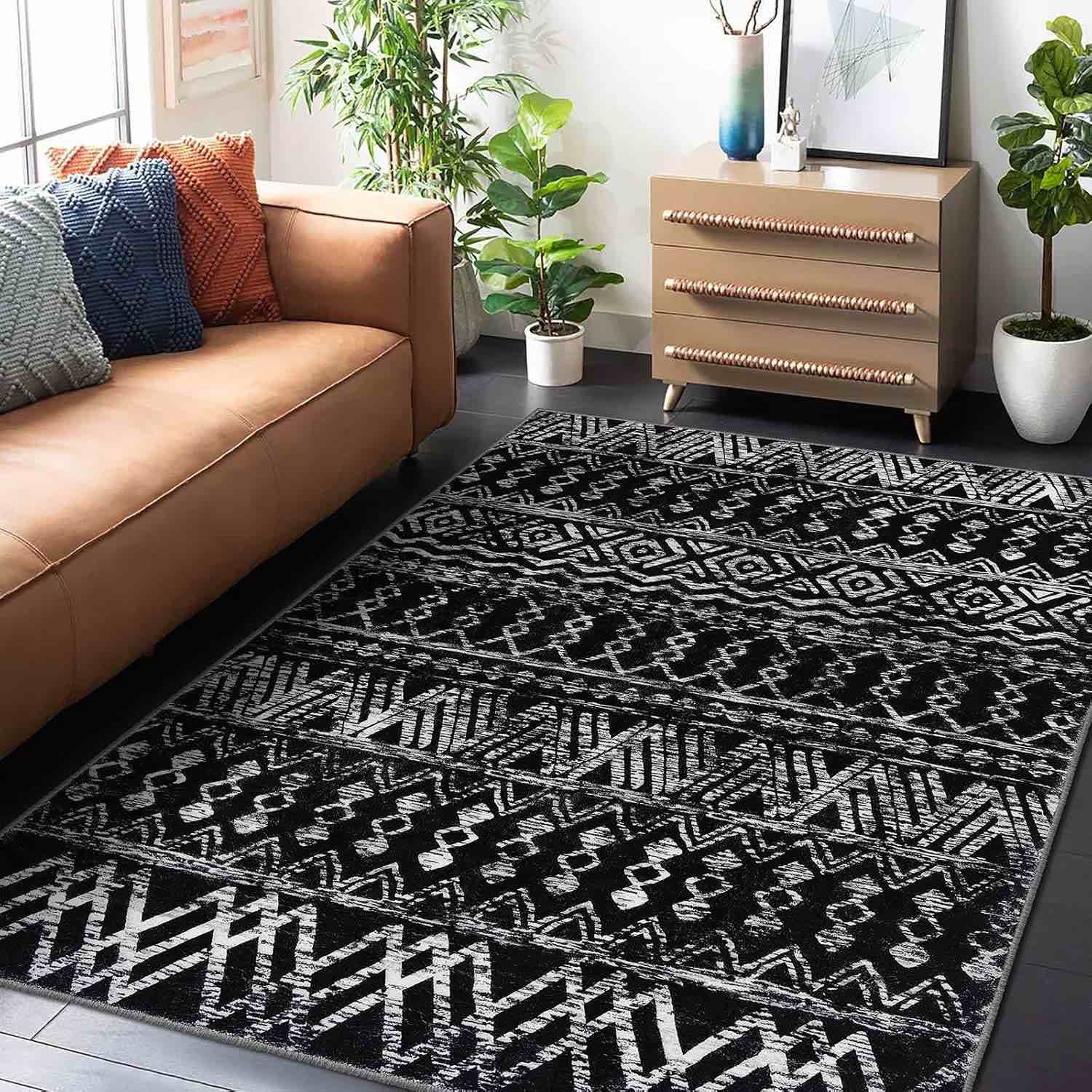 LANSNY AREA RUG FOR LIVING ROOM WASHABLE RUG 