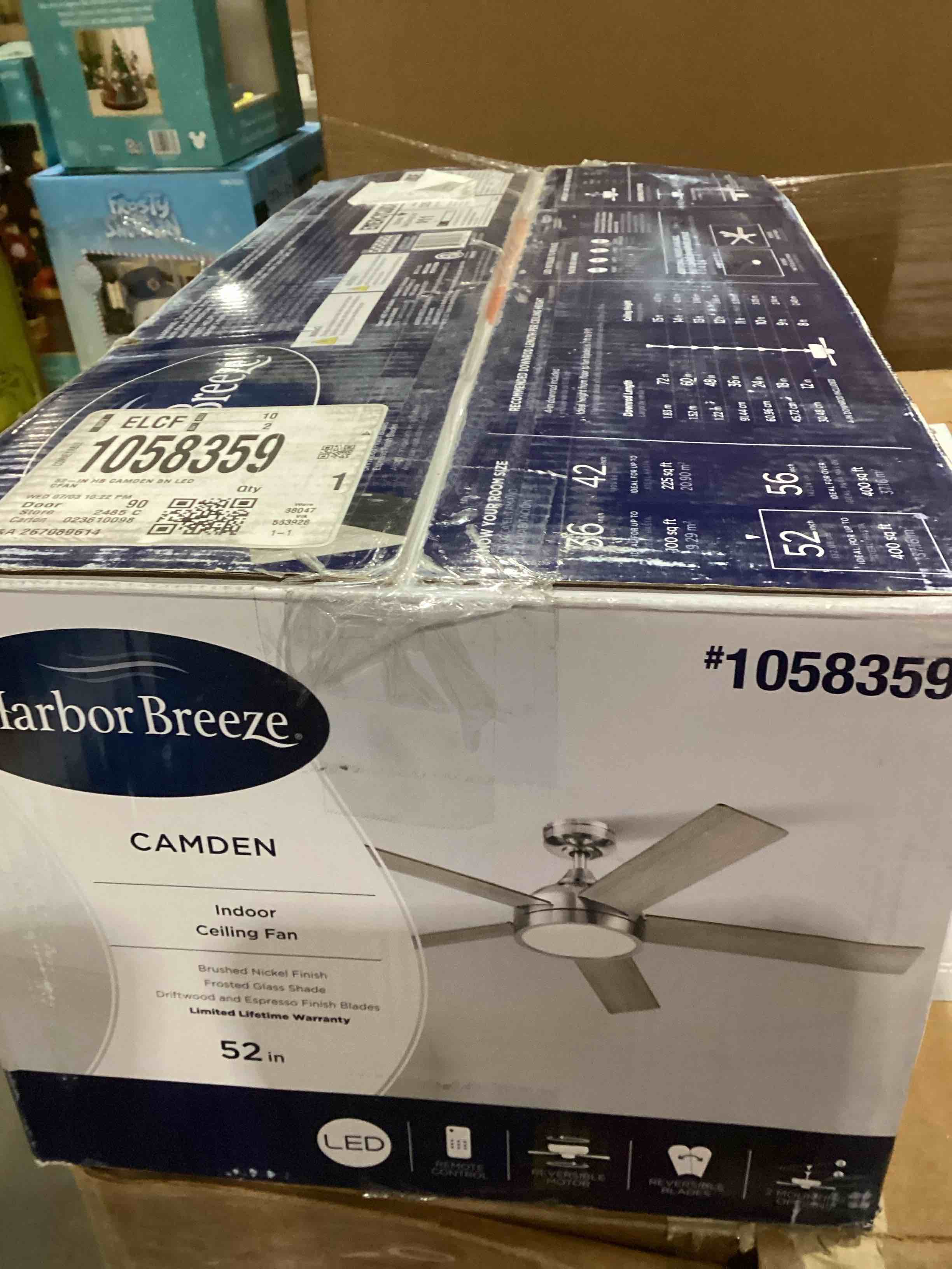 HARBOR BREEZE CAMDEN INDOOR CEILING FAN 52’ 