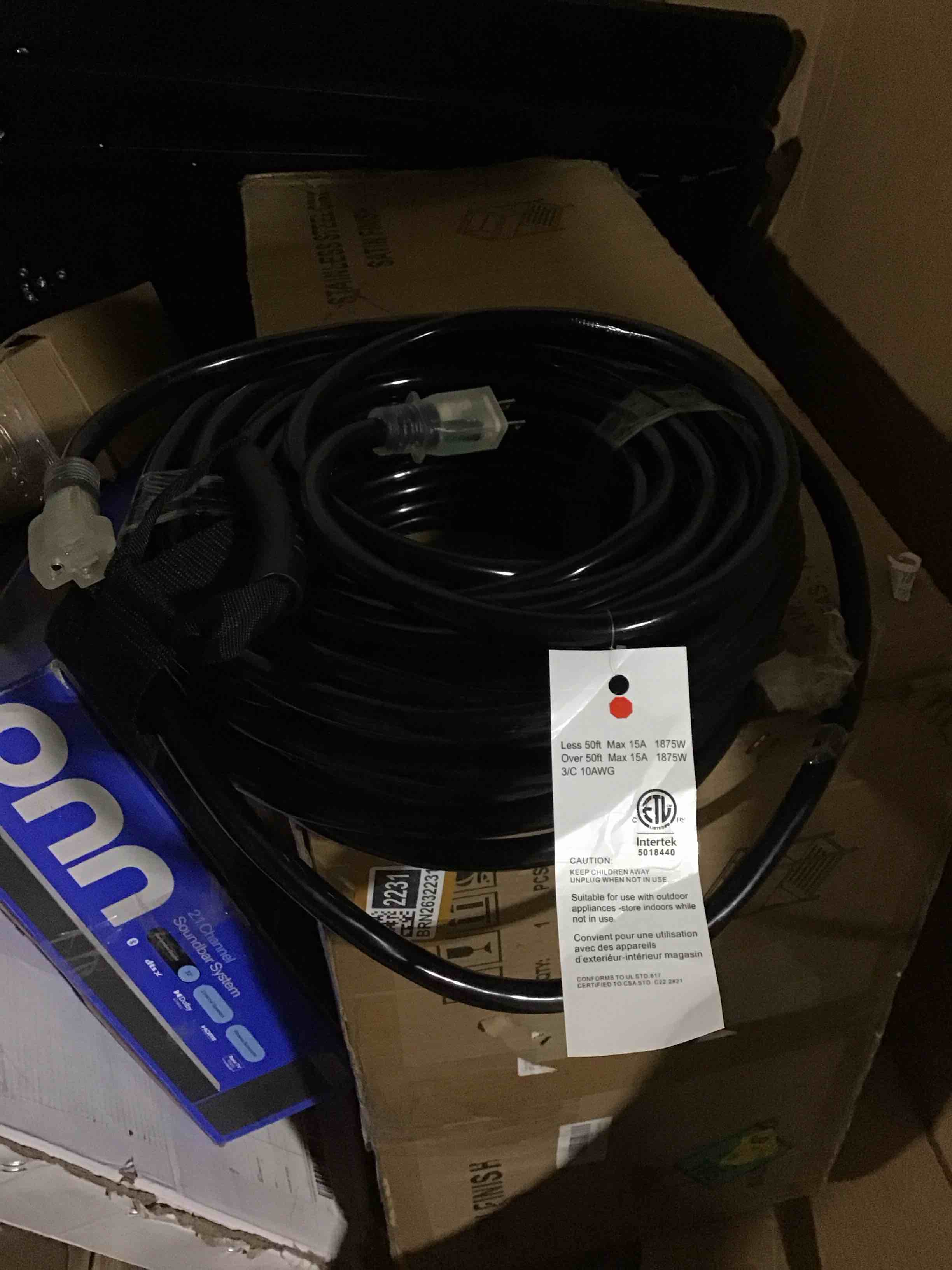 Condition photo showing Good Condition for powgrn 50 ft 10awg black outdoor extension cord waterproof heavy duty 10 gauge 3 prong, flexible cold-resistant long power cord outside with lighted indicator end, 15amp 1875w sjtw etl listed