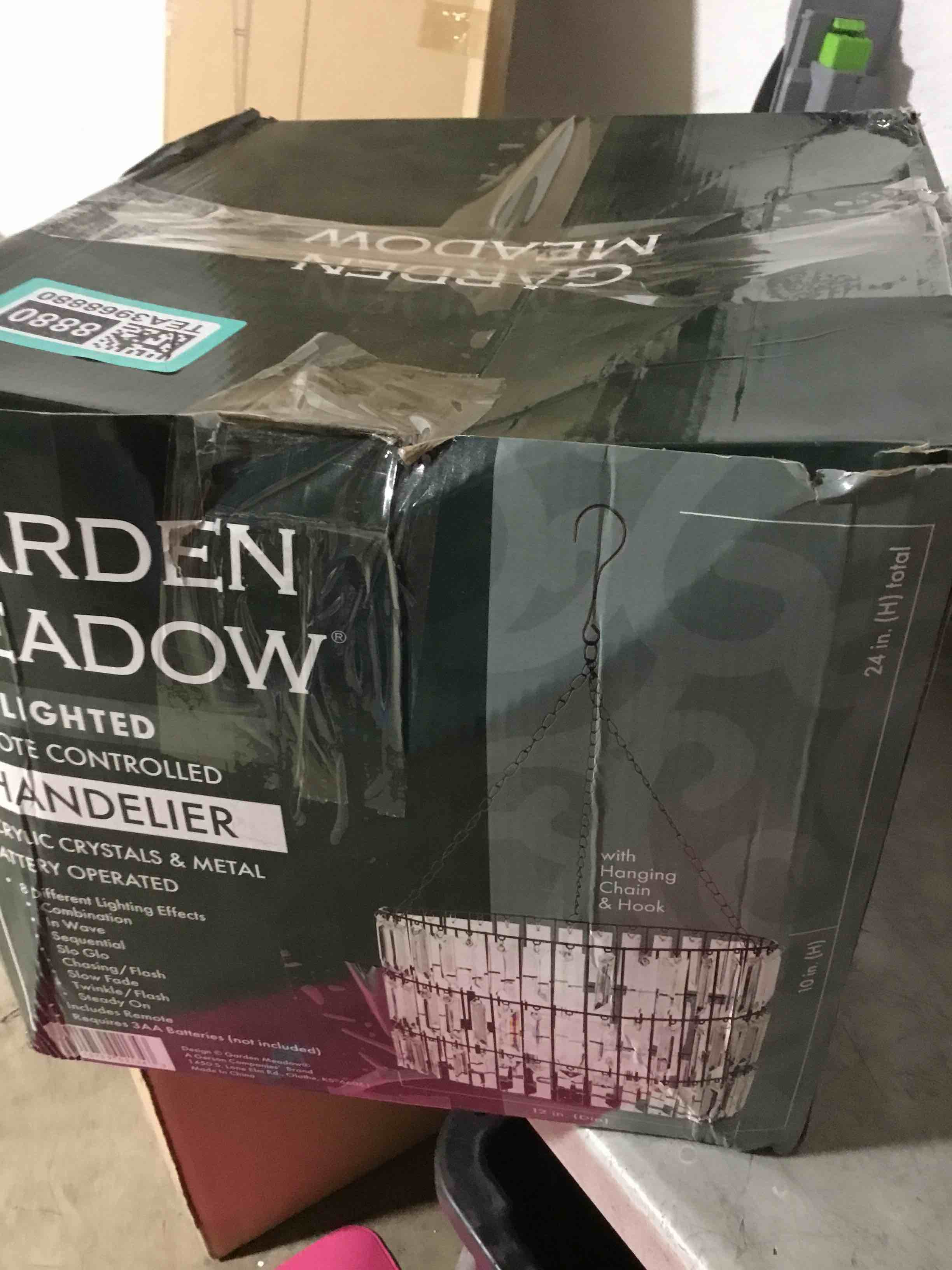 Condition photo showing As Is for (MISSING PCS) Garden Meadow LED lighted remote controlled chandelier 